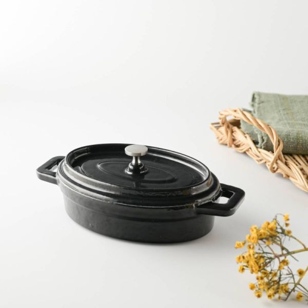 19cm楕円鉄製ココット ブラック ※B級品(アウトレット品) [キャンセル・変更・返品不可]