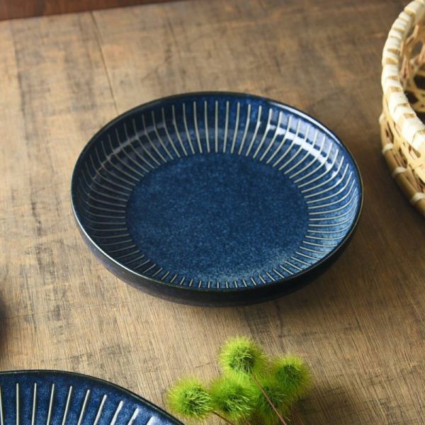 インディゴ十草 20cm和風パスタ皿 [キャンセル・変更・返品不可]