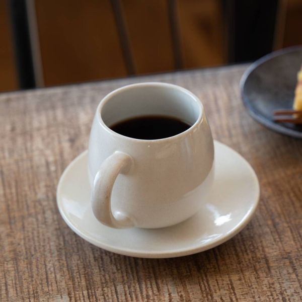 市原製陶 ぱうさ(pausa) ボールマグ&ソーサー 乳白