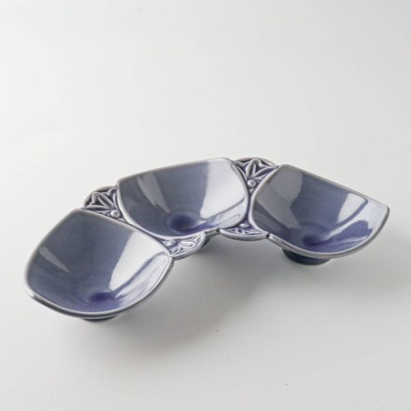 asumi(彩澄) 21cm三連花皿 パープル [キャンセル・変更・返品不可]