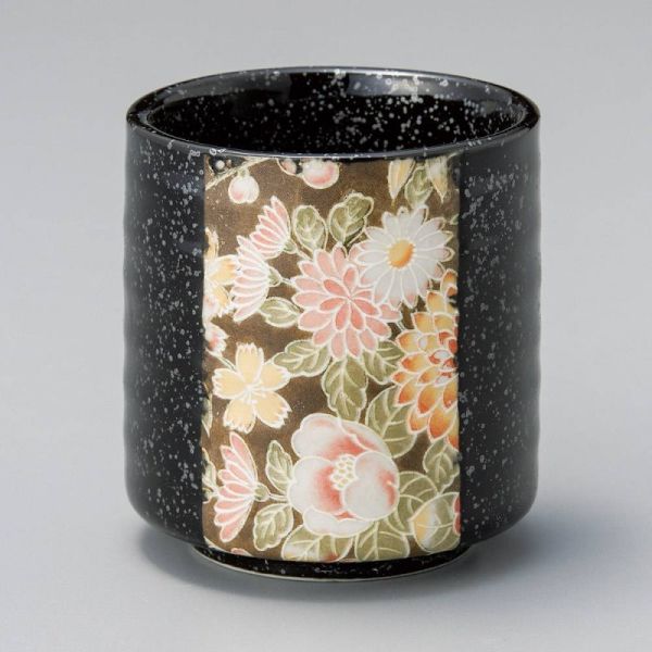 友禅 黒 寿司 湯呑み