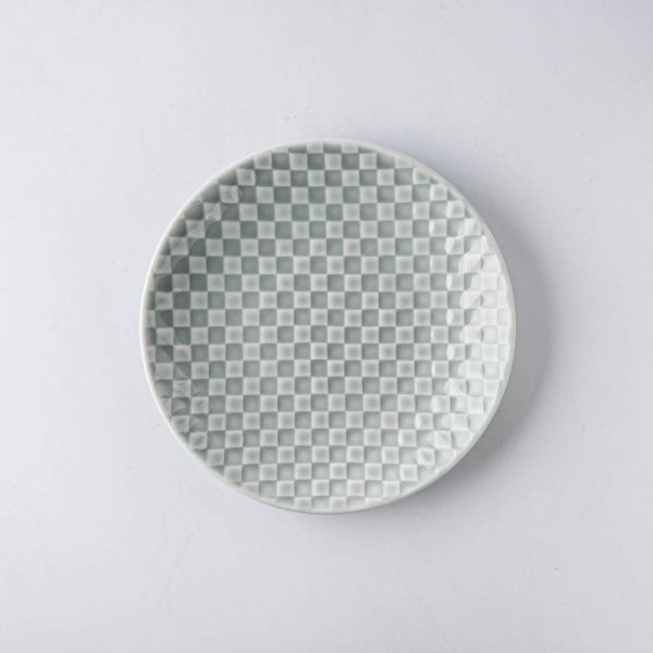 小田陶器 吉祥-kissho- 15cm皿 市松 薄灰(3)