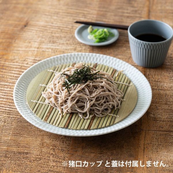 ざる蕎麦セット(大皿&スノコ) さざなみ 24cm皿 青白