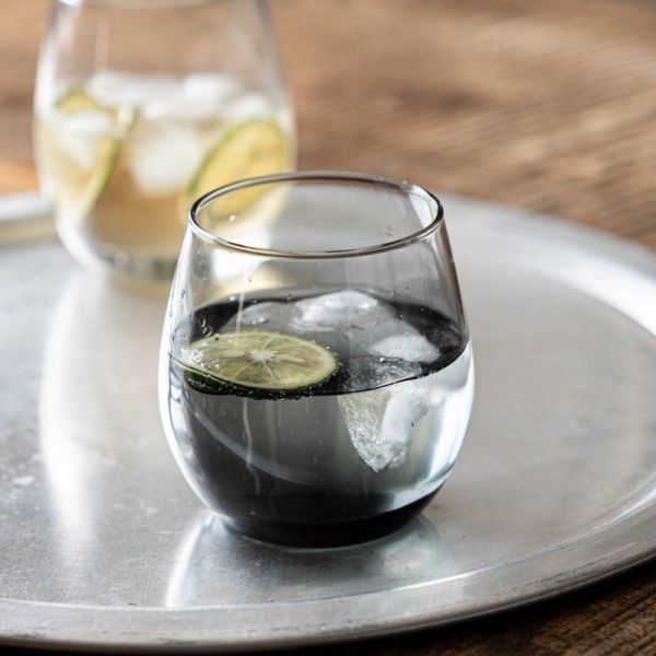 丸いロックグラス グレー 320cc (高さ:8.7cm)