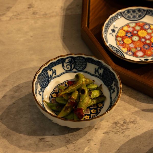 M-mode マルサン近藤 藍染小紋-アイゾメコモン- 4寸鉢(12.5cm) 青格子