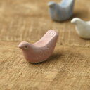 土作りの小鳥箸置き ピンク