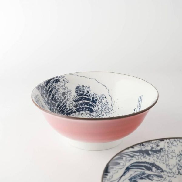 北斎・富士 21cmラーメン丼 赤