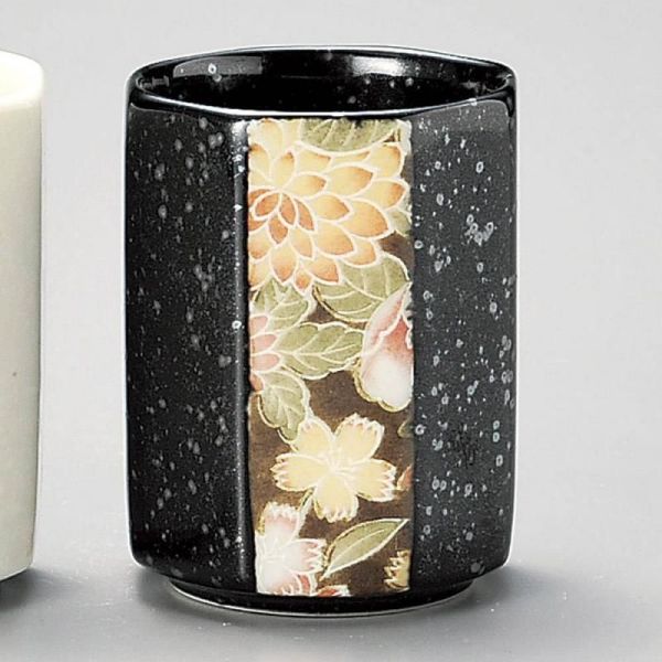 黒友禅八角湯呑