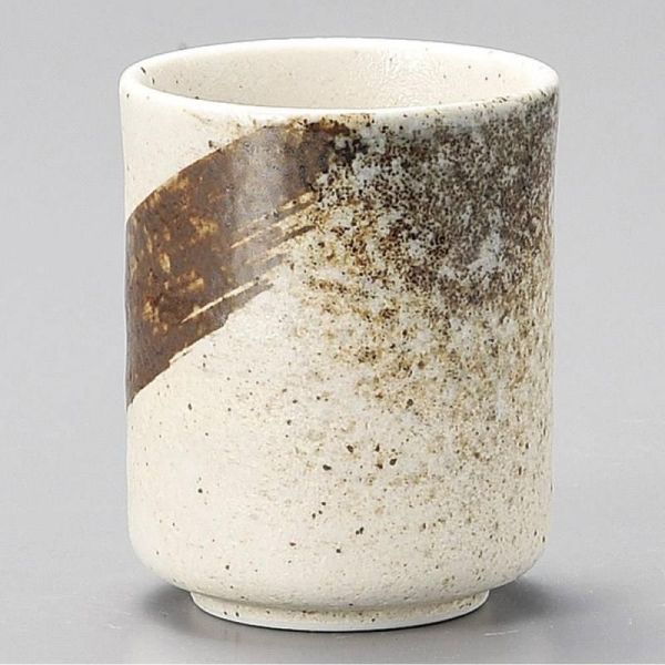 志野サビ刷毛切立長湯呑(大)