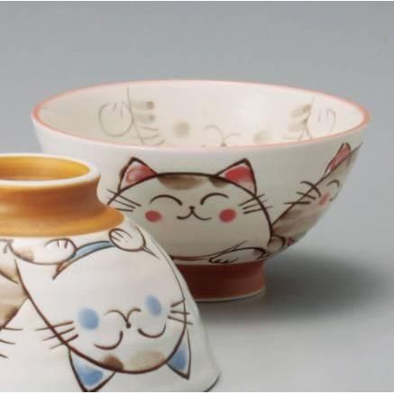 にっこり猫粉引ミケ中平ご飯茶碗11...