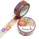 kimono美 マスキングテープ(幅15mm) 金箔 紅BIN/沖縄・紅型/沖縄紅型 七宝 GR1023