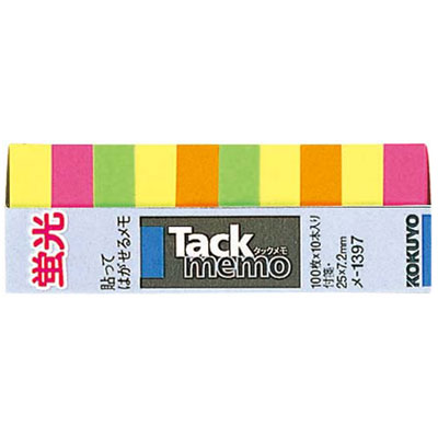 コクヨ / タックメモ(蛍光色タイプ)付箋 超ミニスリムタイプ(4食ミックス)【メ-1397】