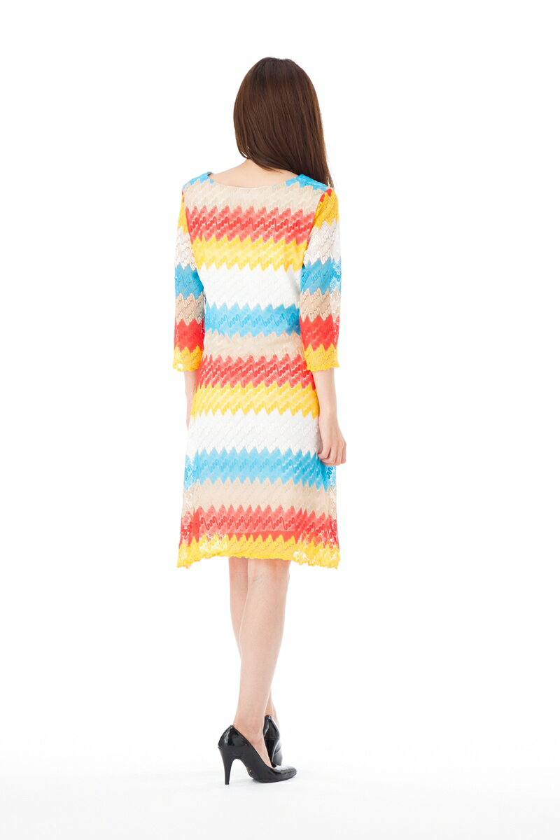 stellar　ファス(FAS)ワンピース T2 T3サイズ 大人ワンピース レディース 半袖 膝丈 ワンピース Vネック 上品 大きいサイズ　Fille A Suivre