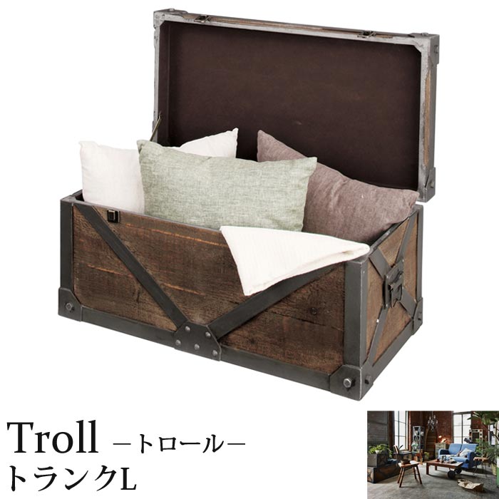 《東谷》Trollトロール/IW-983　トランクL収納 収納ボックス BOX 箱　衣装ケース 雑貨 ヴィンテージ アンティーク おしゃれ 天然木 カフェ　IW-983