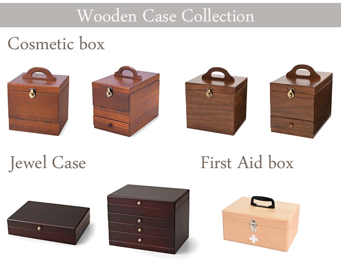 【ポイント10倍】《CTS》17-806 Wooden case 木製ジュエルケース　アクセサリーボックス　引き出し3杯付き　アクセサリー収納　ジュエリーボックス　鏡付き　日本製 シンプル　モダン　小物入れ　アクセ収納　ウッデンケース　17-806