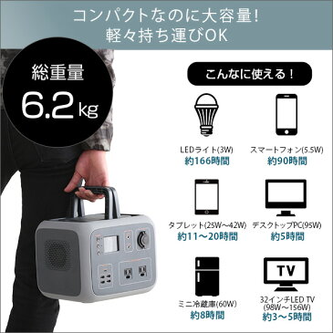 《HOMEtaste》ポータブルバッテリー AC50(500Wh) ワイヤレス充電可能 LED照明 防災グッズ 電源装置 停電 家庭用蓄電池 大容量 車中泊 アウトドア キャンプ 災害 DIY 電源 電動工具 電気毛布 ソーラー 非常用バッテリー コンセント テレワーク 在宅 非常用電源 ac50