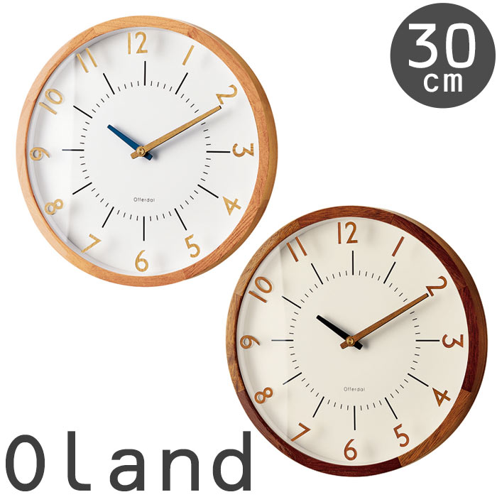 商品 Oland オラント 掛時計 CL-3350 サイズ Φ30cm×D4.5cm 商品重量 0.7kg 電源 単3乾電池（別売） ムーブメント 電波ステップムーブメント 素材 木、アクリル、MDF カラー ナチュラル、ブラウン 完成品 - 備考 壁掛け用木ネジ付き 木製のフレームと針が優しい印象を与える壁掛け電波時計。 立体的なアクリルの数字が特徴的なデザインです。 シンプルなので様々なお部屋に合います。 ※ラッピング・熨斗には対応しておりません ■お買い求めにあたってのご注意■ お客様からのご注文後、メーカーに在庫の有無を確認・発注させて頂きます。 ご注文が集中した場合など、注文できる状態であってもすでに売り切れである場合がございます。 承ったご注文は可能な限りお届けするよう努めておりますが、やむを得ず入荷をお待ち頂く場合や、 お届けできない場合がございます。予めご了承下さい。 お届けが遅れる場合や、お届けが出来ない場合はメールにて連絡させて頂いております。 当店からのご注文確認メールを必ずご確認くださいませ。 不良品・初期不良以外でのご返品・ご交換はお断りさせて頂いております。 ご注文前にサイズ・色・等をよくご確認の上ご注文くださいませ。 ご使用のモニターの加減により、実際のお色とは異なる場合がございますのでご了承ください。 ほぼ全ての商品がメーカー直送です。出荷元指定の運送会社が利用されます。 運送会社の指定はできませんのでご了承ください。 到着日は天候や事故、運送会社の荷物混雑状況により前後する場合がございます。なにとぞご了承くださいませ