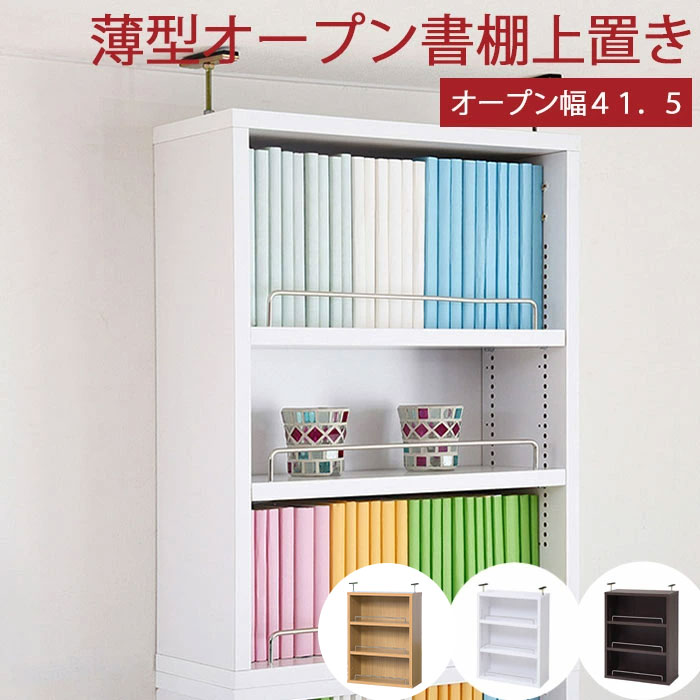 【ポイント10倍】＼上置き 浅型／《JKP》MEMORIA 棚板が1cmピッチで可動する 薄型オープン本棚 上置き 幅41.5cm 奥行16.5cm 大容量 スリム 本棚 書棚 上置棚 ブックシェルフ オープンラック 収納棚 ラック シェルフ 壁面収納 つっぱり 突っ張り おしゃれ シンプル FRM-0103