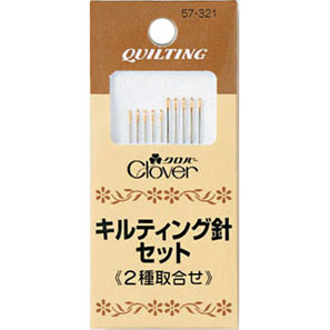 キルト目が美しく仕上がる細く扱いやすい針。ぬい針のクロバーが、パッチワーク・キルトのためにつくった専用針です。細い針に糸を通しやすく工夫した針孔。■種類・内容　10本入(太さ0.53mm　長さ27.0mm　5本/太さ0.53mm　長さ24.4mm　5本)■Pサイズ　33×74×3mm#ニット男子#男性手芸手芸 パッチワーク 裁縫 ソーイング 補修cd121121　57-550 クロバー キルティングフープ小　30cm クローバー57-560 クロバー キルティングフープ大　38cm クローバー57-324 キルティング針　No.12 クロバー57-322 キルティング針　No.8 クロバー57-323 キルティング針　No.9 クロバー57-146 キルティング針　ブラック　3種セット クロバー57-152 キルティング針　ブラック　No.12 クロバー57-148 キルティング針　ブラック　No.8 クロバー57-149 キルティング針　ブラック　No.9 クロバー57-405 キルトしつけピン100本入　No.1 クロバー57-316 キルトしつけ針 クロバー