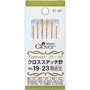 ■種類・内容タペストリーポイント6本入(No.19太さ0.97mm長さ42.0mm1本/No.20太さ0.89mm長さ40.0mm2本/No.21太さ0.84mm長さ38.0mm1本/No.22太さ0.76mm長さ37.0mm1本/No.23太さ0.71mm長さ35.0mm1本)■P.サイズ33×75×3mm手芸 パッチワーク 裁縫 ソーイング 補修cd137021　57-200 クロスステッチ針　No.20 クロバー57-202 クロスステッチ針　No.22 クロバー57-204 クロスステッチ針　No.24 クロバー