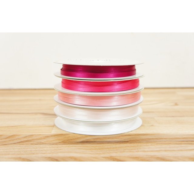 9000 モアシルクWサテン リボン 5mm 1反 赤系統色2 コア　(メール便可)