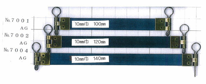 7001_P10 バネ口金　丸型ピン付　10本入　AG　100mm×10mm幅　(メール便不可)