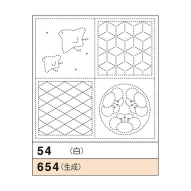 花ふきん54(白) 「図案プリント済　花ふきん　布パック」　絵あわせ　(白) (3枚組)　(メール便可)