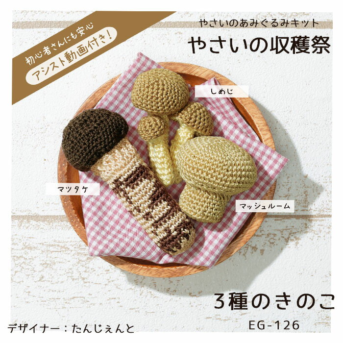 EG-126 やさいの収穫祭 「3種のきのこ」 やさいの あみぐるみ キット　(取り寄せ品)　(メール便不可)