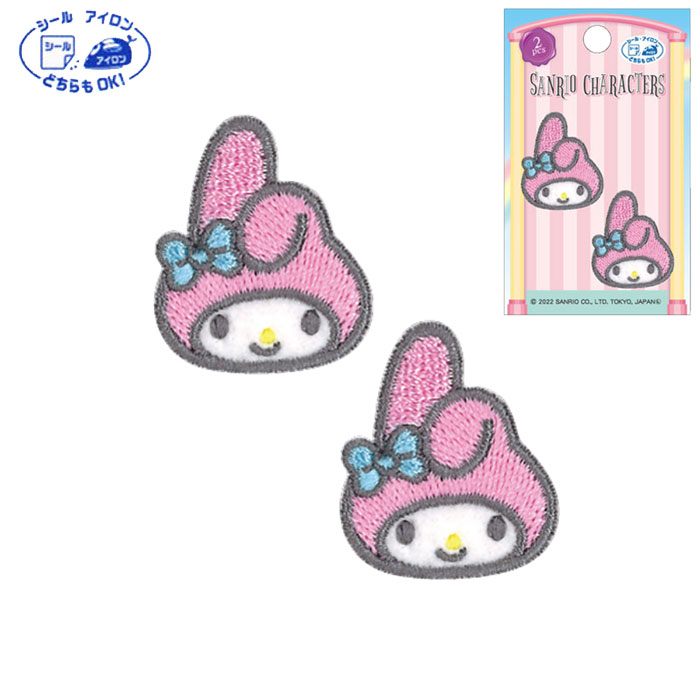 SCW480-SCW48 サンリオキャラクターズ「マイメロディ」2個付きワッペン シール・アイロン両用タイプ　(..