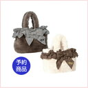 犬 ふわもこお散歩バッグ グレンチェックリボン付ファーバッグ cannana ドッググッズ
