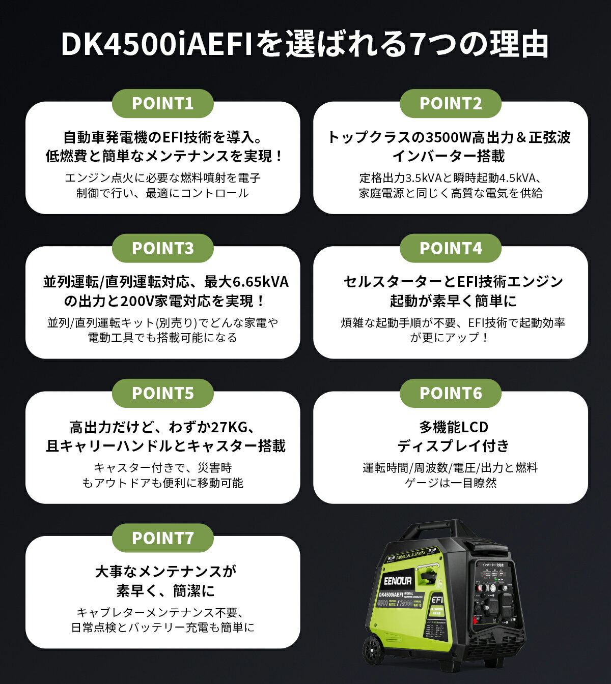 ��40%OFF������ȥ꡼��P12�ܡ�EENOUR ȯ�ŵ� DK4500iAEFI ���󥸥��������ȯ�ŵ� �Ż�����ǳ��ʮ�ͼ� ����4500W ���ɺҿ侩�ʡ� ����С����� ȯ�ŵ� �������ȯ�ŵ� �ɲ� ȯ�ŵ� �ݡ����֥� ����ȯ�ŵ� 200V ����� ������ ̵�͵����� ������ �ɺ����� ��ư����