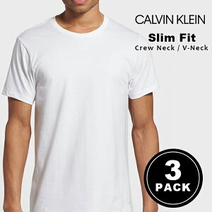 カルバンクライン Calvin Klein メンズ 下着 3枚組コットン Tシャツ クールネック Vネック 半袖 アンダーウェア3パック ホワイト ブラック CK 無地 白 黒 ブランド トップス インナー