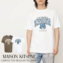 メゾンキツネ Tシャツ メンズ レディース 半袖 MAISON KITSUNE ワンポイント ラウンドネック 丸襟 FOX トップス コットン