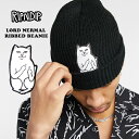 RIPNDIP リップンディップ ニット帽 男女兼用 LORD NERMAL RIBBED BEANIE 猫 アイコン ビーニー キャップ メンズ レディース 黒 ブラック ワンポイント ストリート ファッション ブランド