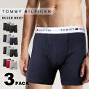 Tommy Hilfiger トミーヒルフィガー [3枚組] メンズ ボクサーパンツ ブリーフ 下着 アンダーウェア 前開き 男性 プレゼント ブラック ネイビー グレー TOMMY HILFIGER 09TE001