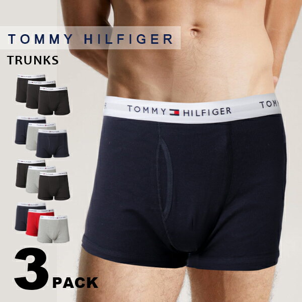 Tommy Hilfiger トミーヒルフィガー [3枚組] メンズ トランクス ブリーフ 下着 アンダーウェア 前開き 男性 プレゼント ブラック ネイビー グレー TOMMY HILFIGER 09TQ002