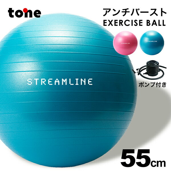 バランスボール エクササイズボール 55cm 空気入れフットポンプ付き tone トーン ヨガボール フィットネスダイエット ストレッチ アンチバースト