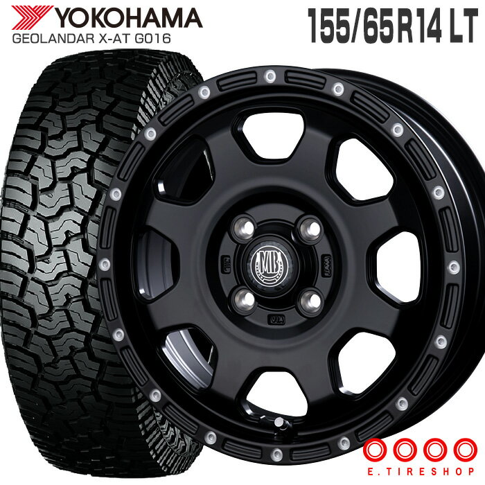 ジオランダー X-AT G016 155/65R14 ヨコハマタイヤ YOKOHAMA TIRES マッドバーン XR-910K 14×4.5 PCD100/4H +45 マットブラック ピアスポリッシュ MBK/PP 14インチ サマータイヤ 4本 ホイールセット GEOLANDAR X-AT MUD BAHN ラギッドテレーン オフロード