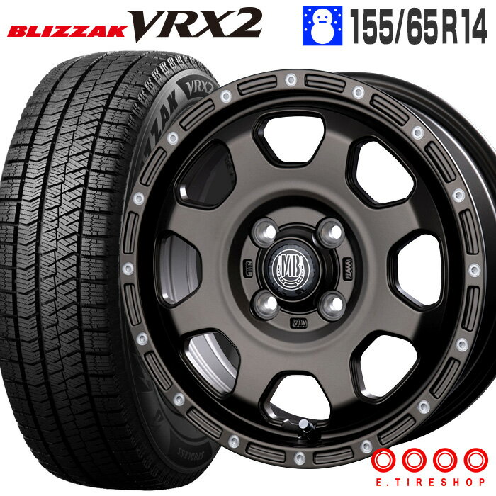 ブリザック VRX2 155/65R14 75Q ブリヂストン BRIDGESTONE マッドバーン XR-910K 14×4.5 PCD100/4H +45 マットブロンズ ピアスポリッシュ MBR/PP 14インチ スタッドレスタイヤ 4本 ホイールセット BLIZZAK MUD BAHN