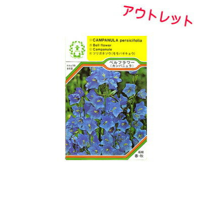 検査有効期限が近い、あるいは多少切れている訳あり商品の為、お得価格にてご提供させていただきます。ご理解の上ご注文頂きますようお願い申し上げます。 【この商品について】 この商品は、タネの播き方や育て方の一般的な説明のみ添付されています。それぞれのタネの特性などの説明は添付されていません。発芽させるのに難易度の高いものもありますので、事前に特性や育て方などをご自身でご確認下さい。 【商品情報】 ◆ベルフラワー　（カンパニュラ） ◆英名／BELL FLOWER (CAMPANULA) ◆学名／Campanula persicifolia ◆科名／キキョウ科 ◆種類／多年草 ◆花色／青紫 ◆利用方法／鑑賞・クラフト・染色など ◆樹高・草丈／80cm ◆種子内容量／0.2ml ◆生産地／オランダ ◆発芽率（以上）／70%以上 ◆農薬の使用／無使用 ◆発芽有効期限／商品に記載 ◆メーカー／三笠園芸(株) 　容量及び発芽率はメーカーにより予告なく変更する場合がございます。あらかじめご了承ください。 ■種をご注文の前に必ずお読みください 発芽試験の結果を満たした良品の種子をお届けいたしますが、不適格条件下では発芽しないこともあります。このため商品開封後の種子の返品及び交換は一切お受けいたしかねます。この点を充分ご納得の上、お買い求めくださいますようお願いいたします検査有効期限が近い、あるいは多少切れている訳あり商品の為、お得価格にてご提供させていただきます。ご理解の上ご注文頂きますようお願い申し上げます。