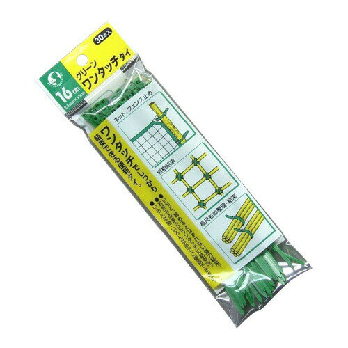 [コンパル]　グリーンワンタッチタイ　16cm×30本入　