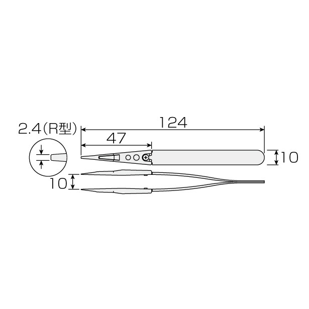 【ネコポス対応可】HOZAN　ホーザン　ESDチップピンセット　全長125mm　P-643-S