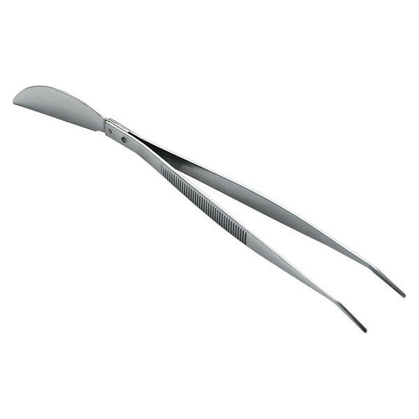 [石黒金属]　ステンレス ヘラ付ピンセット（曲）　HK-12