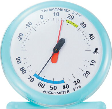 【シンワ】温湿度計Q−1丸型15ライトブルー70494