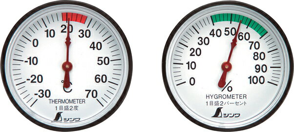 【シンワ】温度計・湿度計セットST−4丸型4．5cm72674