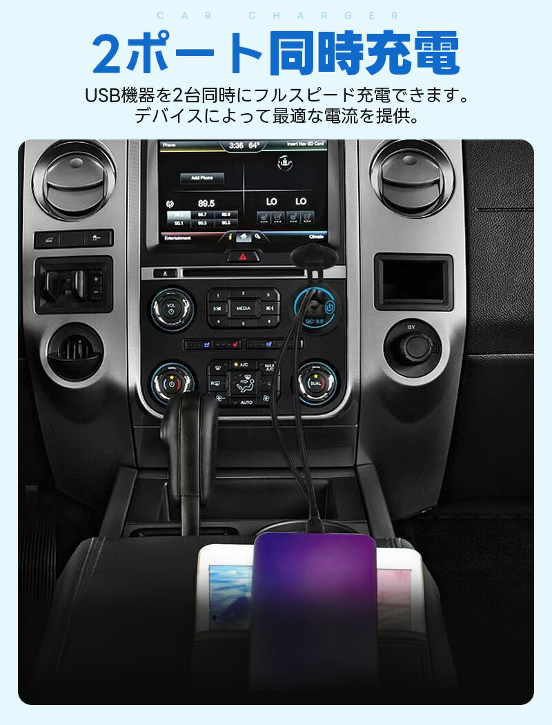 ��45%OFF�ۼֺܽ��Ŵ� �������㡼���㡼 �����߼� QC3.0 2�ݡ��� ��¤�ѥ��㡼���㡼 �����������åȥ��㡼���㡼 �Ÿ������å� ���Ŵ� 5V ��®���� 2��Ʊ������ ���å������å� LED���󥸥������դ� �ɿ� iPhone/iPad/Android�б� 12V/24V �Х���/SUV/ATV/RV�ˤ���Ѳ�