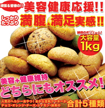 【送料無料】【同梱不可】おからクッキー（オレンジ・シナモン・チーズ・チョコ・抹茶）250g×4袋 (SM00010053)