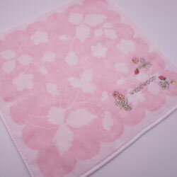 WEDGWOOD ウェッジウッド タオルハンカチ レディース　ワイルドストロベリー　ピンク 25×25cm
