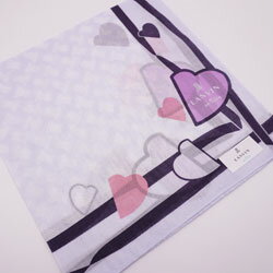 ランバン ハンカチ レディース ハート＆ロゴ柄A 48×48cm 日本製