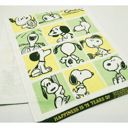 スヌーピー フェイスタオル 75th イエロー＆グリーン 34×80cm 日本製